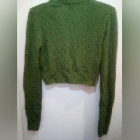 Michael Kors Green Cropped Knit Cardigan 100% Cotton Size XS Fall - Picture 10 of 14